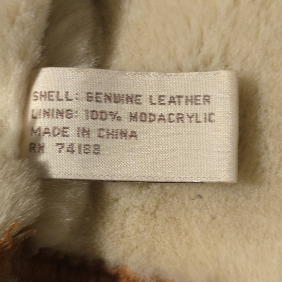 Vtg Synergy Leather Faux Shearling Hooded Coat Sueded Modacrylic Lined, Sz S - Picture 15 of 16